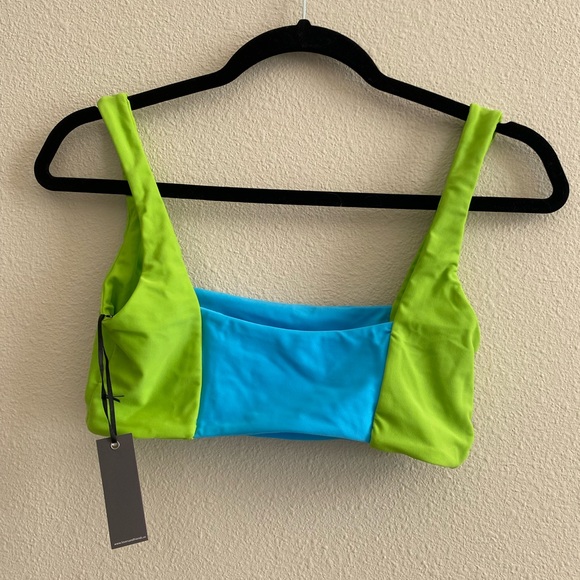 Lovers&Friends Ride the Wave bikini top Sky Blue &Lime neon green bottom size S - Picture 3 of 4